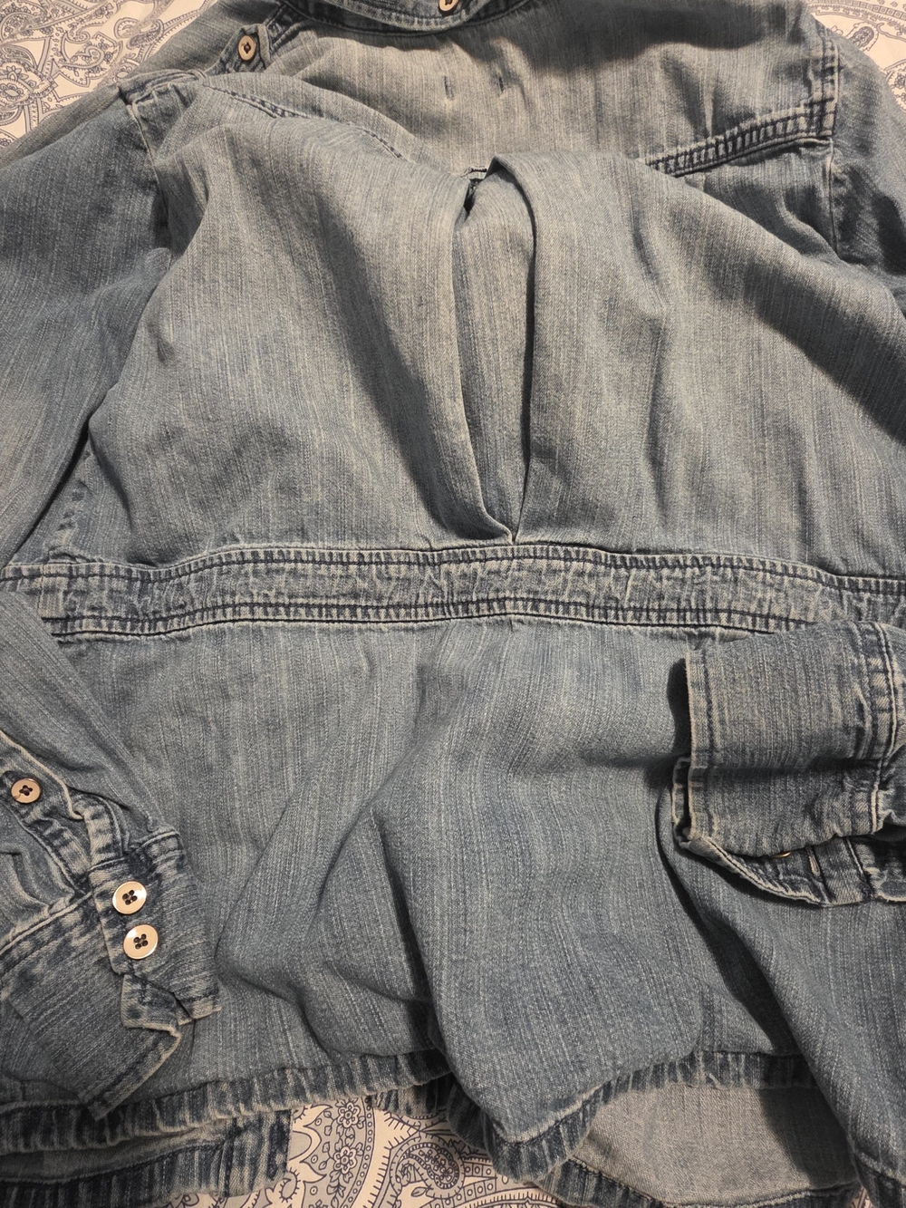 J CREW Light Wash Denim Utility Jacket with Tie Waist - Picture 9 of 10